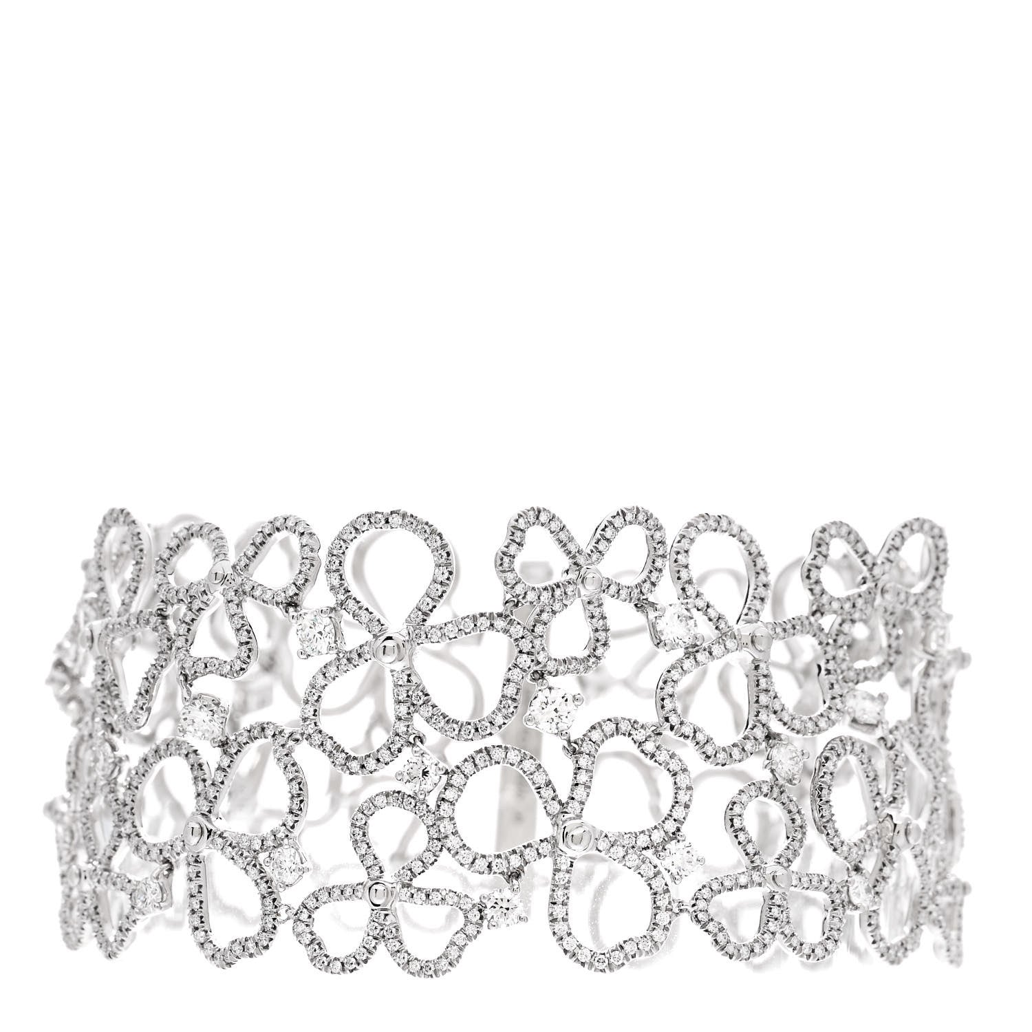 Tiffany Platinum Diamond Wide Paper Flowers Bracelet 1 of 4