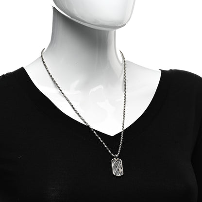 David Yurman Sterling Silver Black Diamond Small Dog Tag Necklace 2 of 5