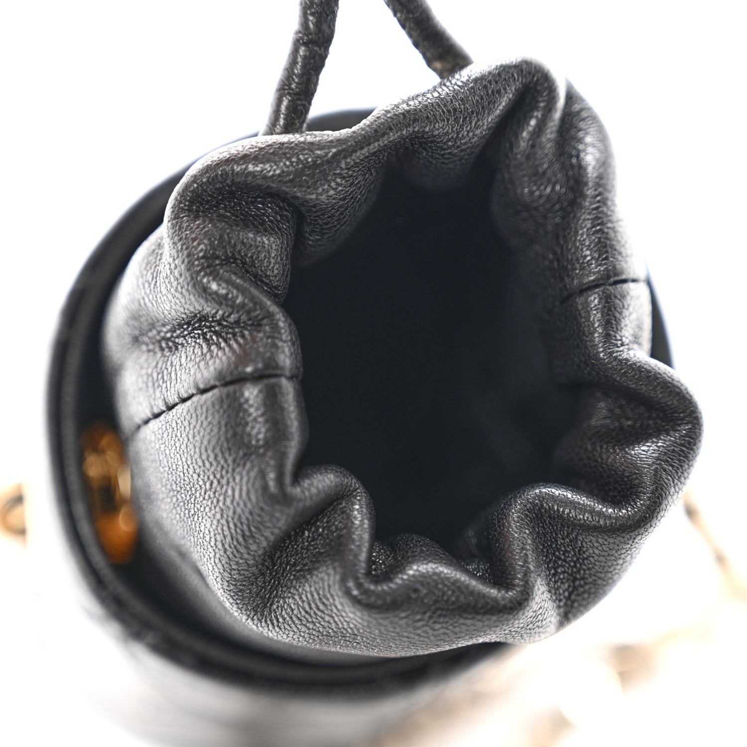 Chanel Lambskin Quilted Mini Bucket Bag With Chain Black 5 of 9