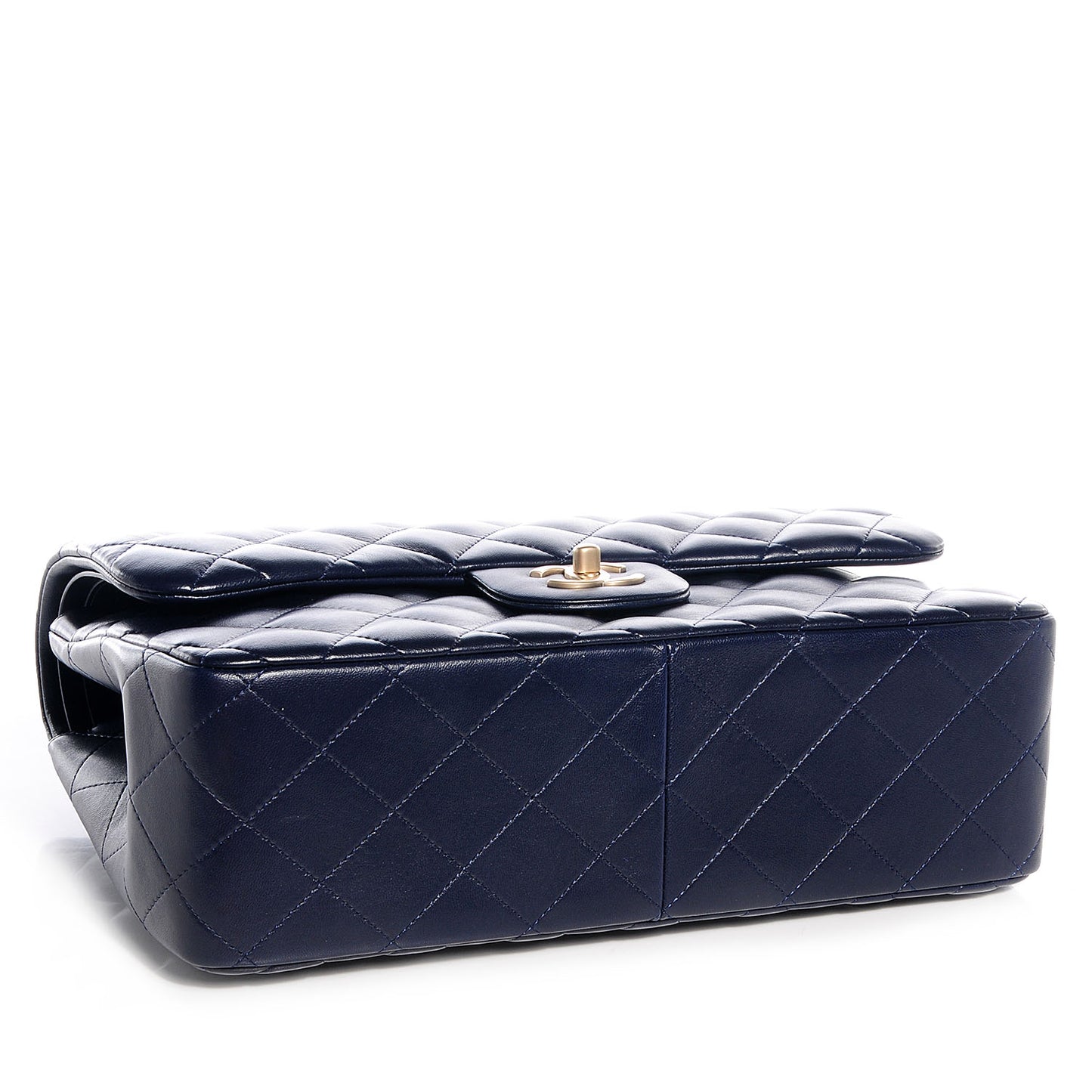 Lambskin Jumbo Double Flap Navy Blue