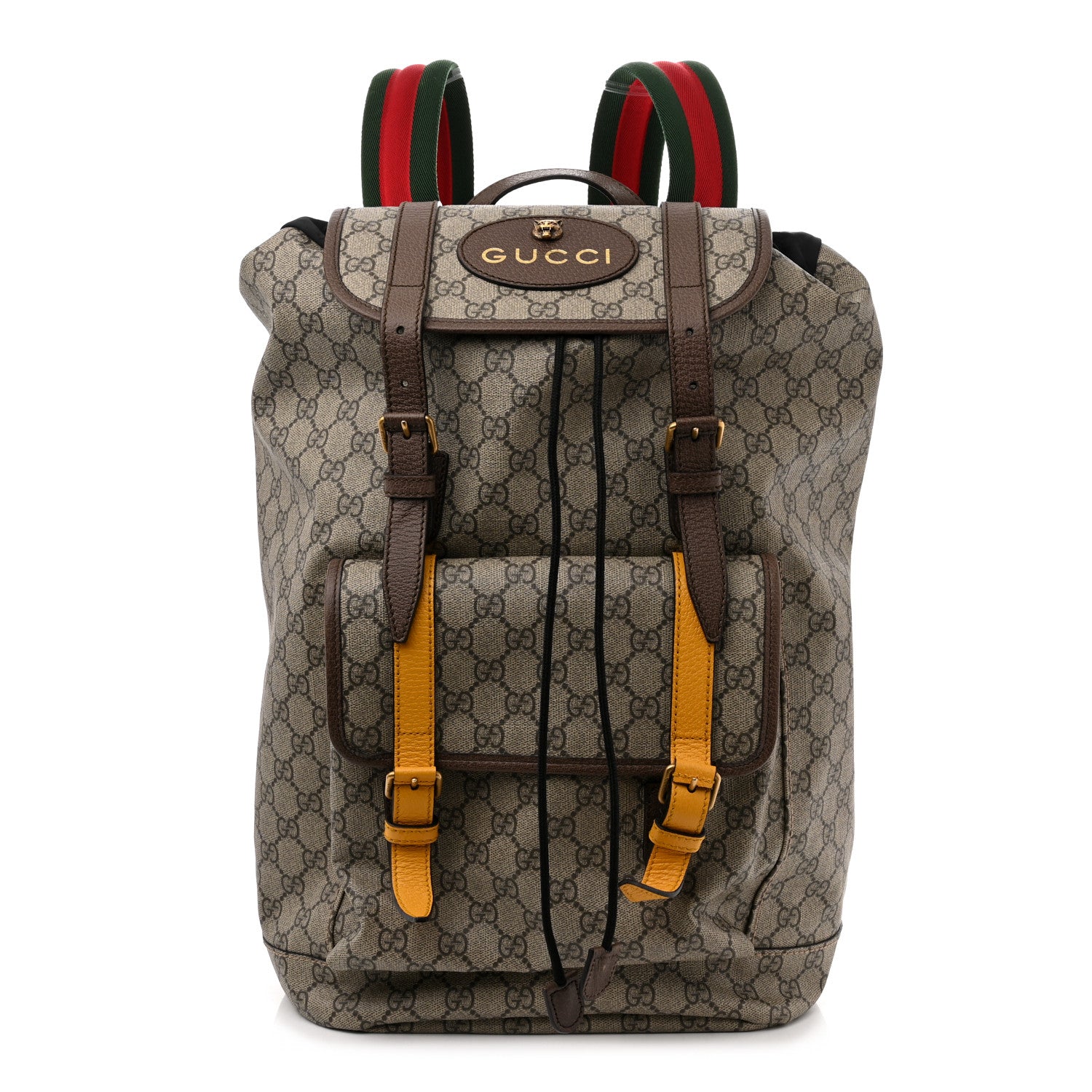 Gucci Soft GG Supreme Monogram Neo Vintage Double Buckle Backpack Beige New Acero Crop 1 of 9