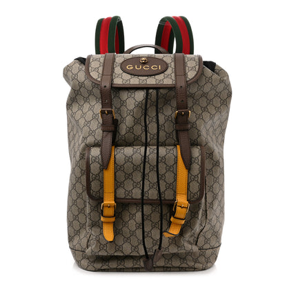 Gucci Soft GG Supreme Monogram Neo Vintage Double Buckle Backpack Beige New Acero Crop 1 of 9
