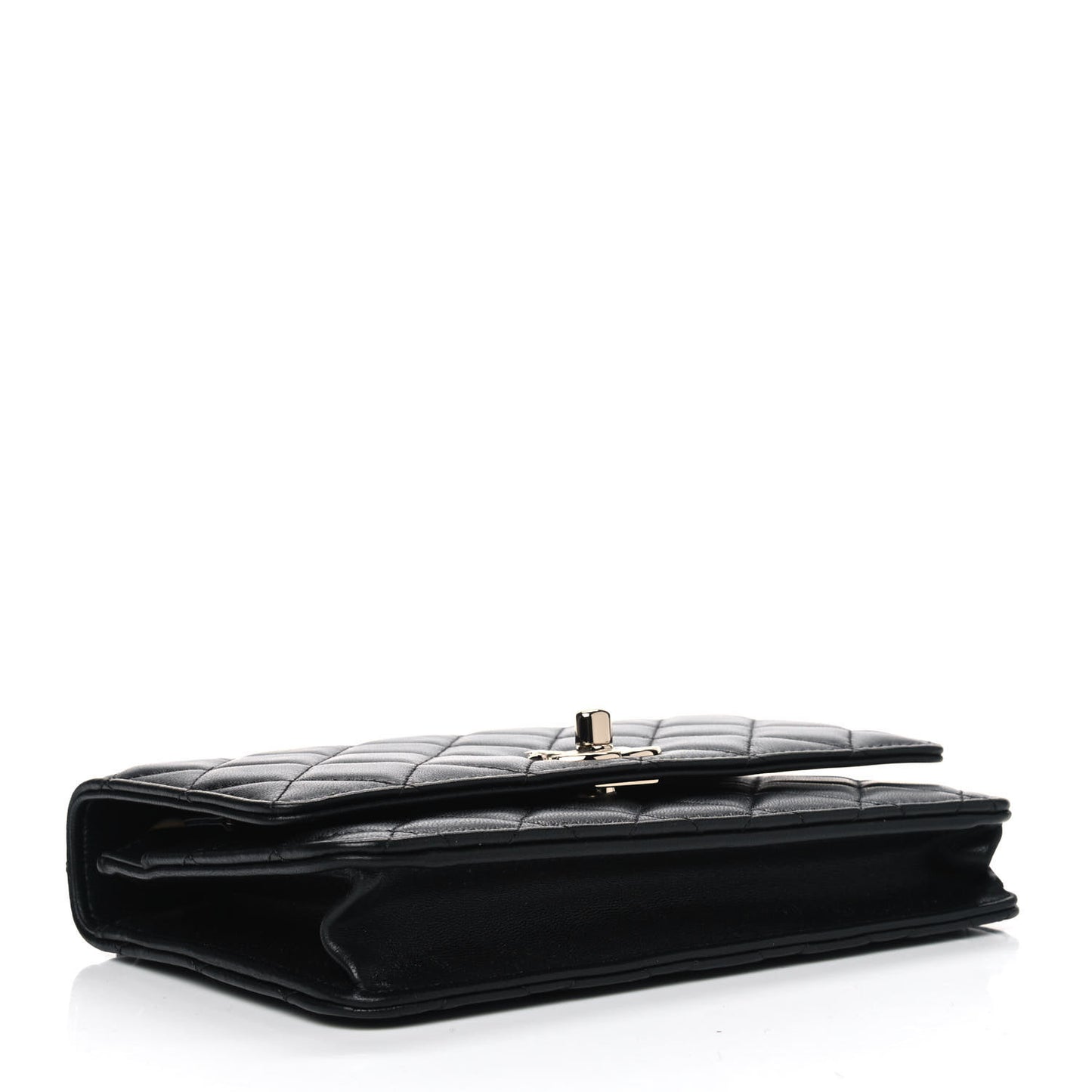 Lambskin Quilted Trendy CC Wallet On Chain WOC Black