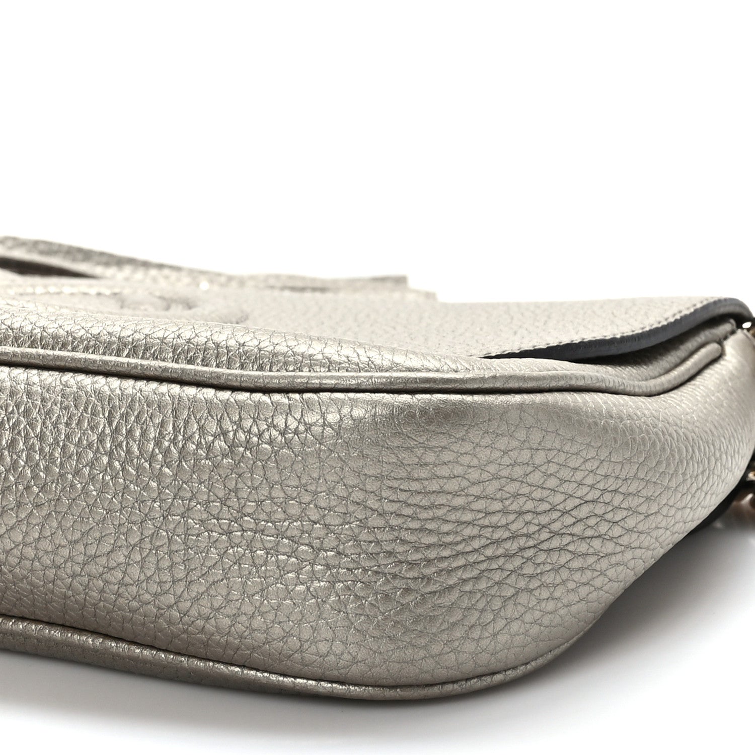 Gucci Metallic Pebbled Calfskin Medium Soho Flap Crossbody Golden Beige 9 of 9
