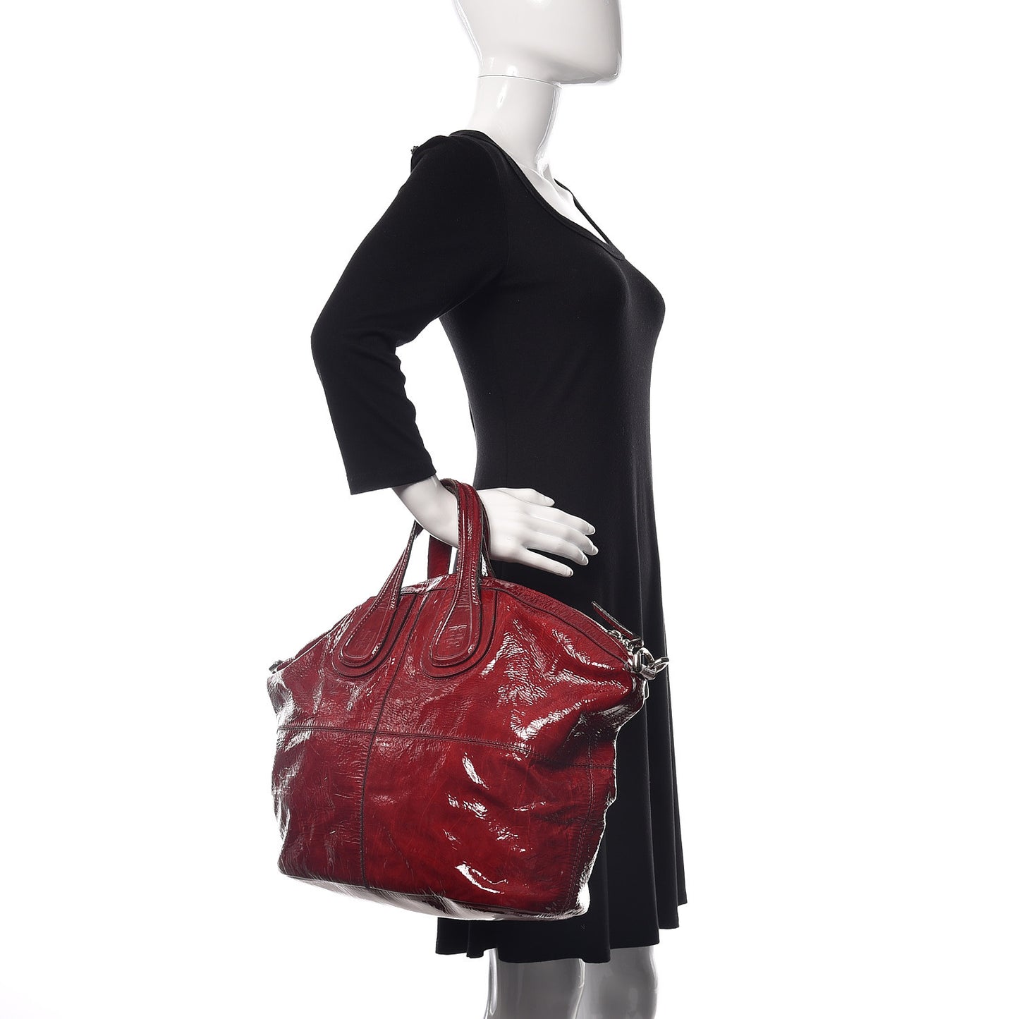 Crinkled Patent Calfskin Medium Nightingale Red