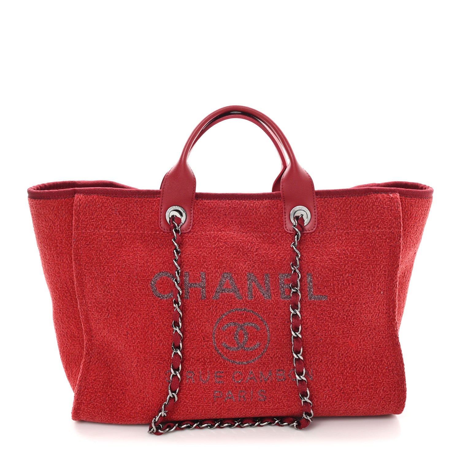 Chanel Lurex Boucle Medium Deauville Tote Red 1 of 11