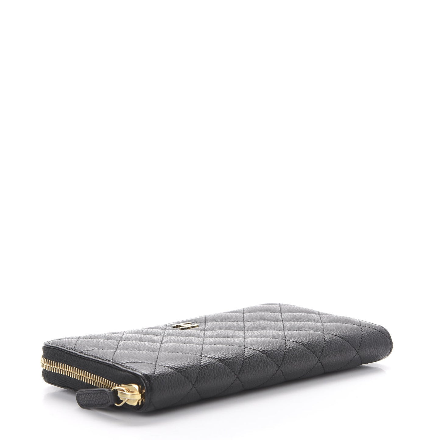 Caviar Quilted Large Gusset Zip Around Wallet Black
