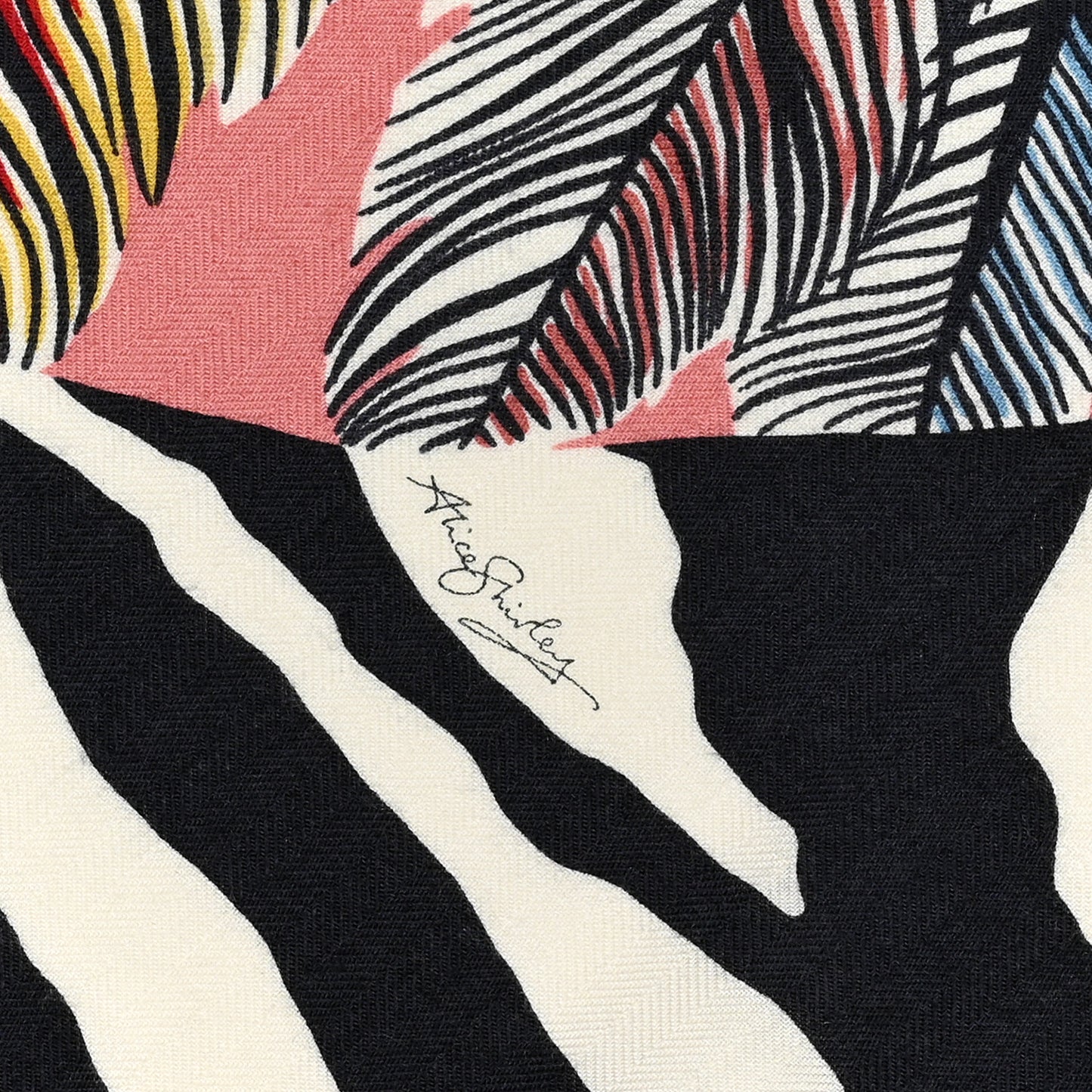 Cashmere Zebra Pegasus Pointe Triangle Scarf Vieux Rose Black White