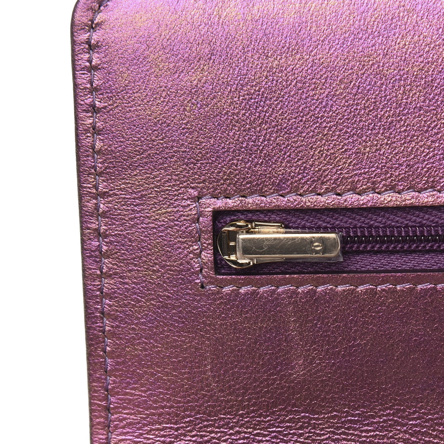 Chanel Iridescent Lambskin Quilted Wallet On Chain WOC Purple 13 of 14