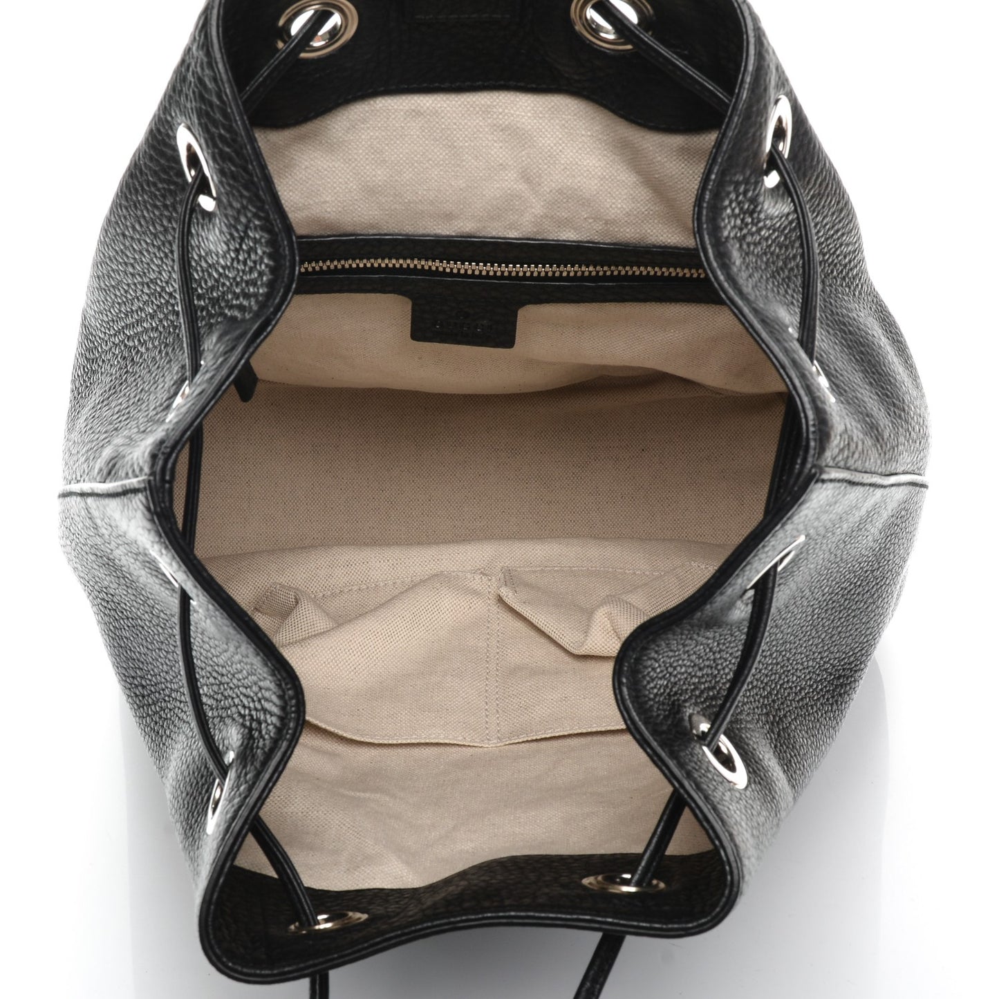 Pebbled Calfskin Small Soho Drawstring Backpack Black