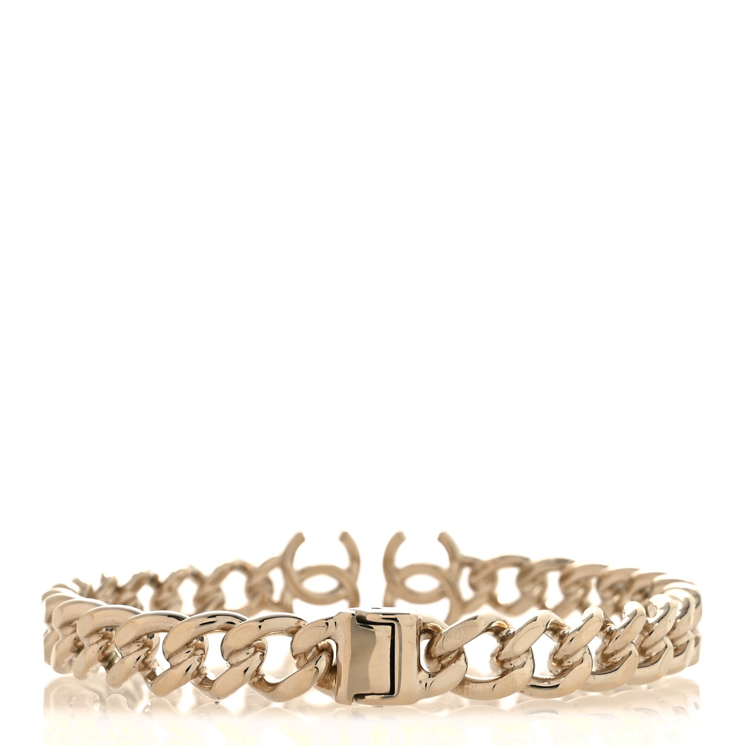 Chanel Metal CC Chain Link Choker Necklace S Gold 3 of 5