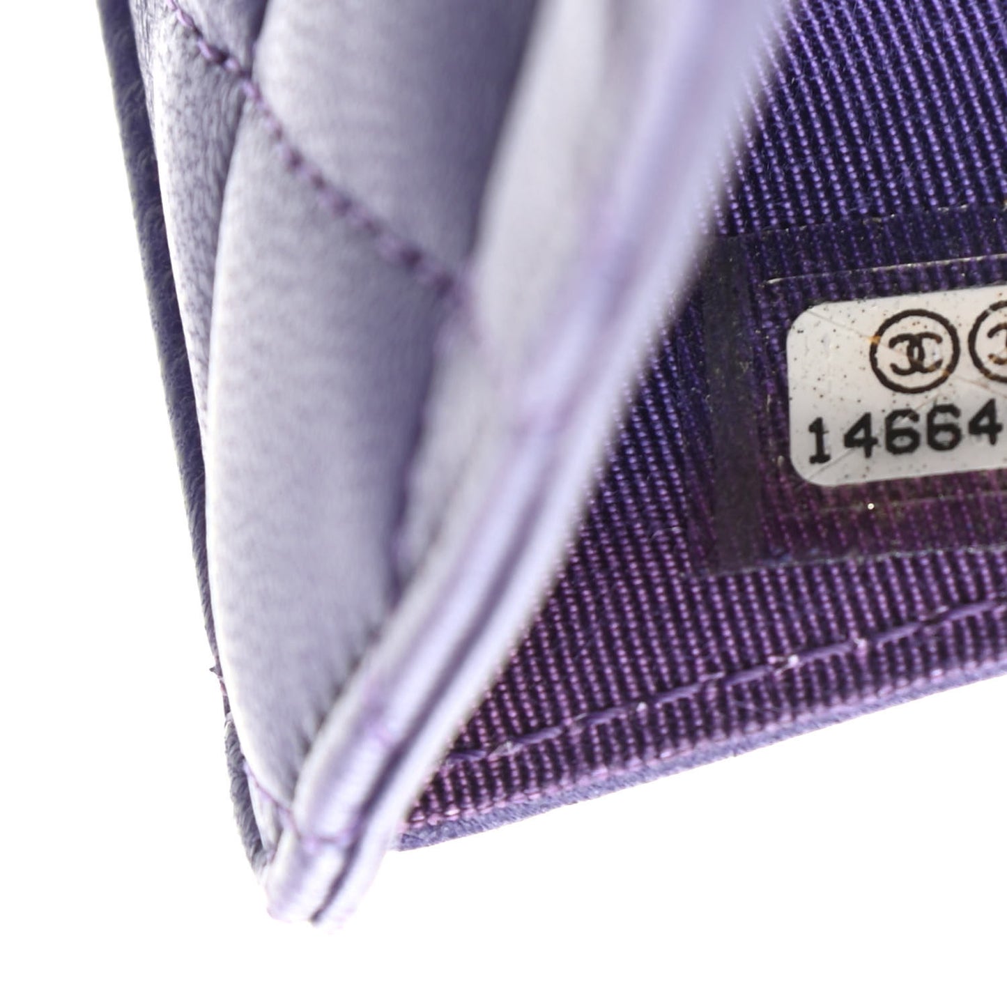 Lambskin Quilted Reissue Zipped Pocket Wallet Purple.