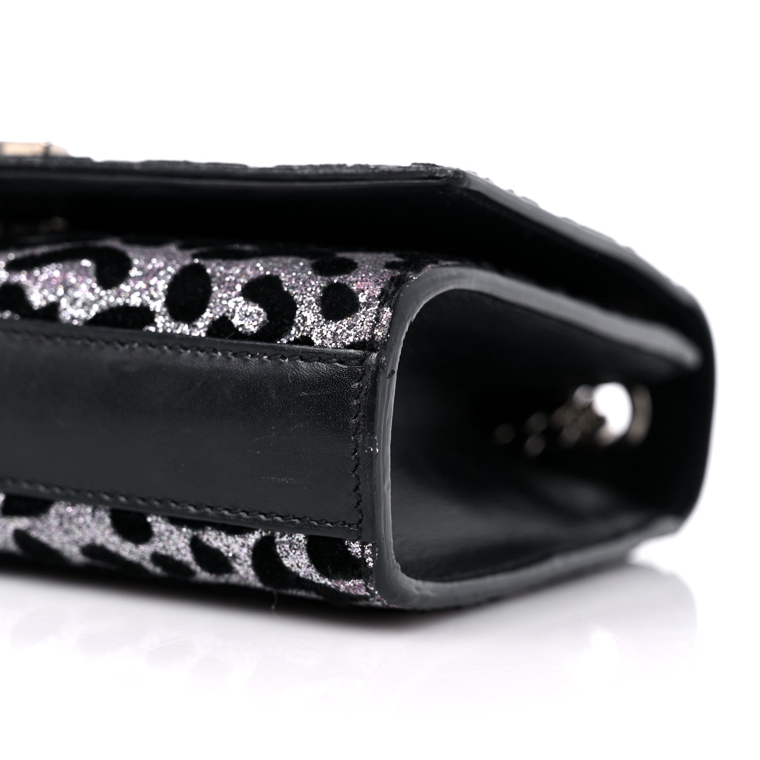 Saint Laurent Glitter Leopard Small Monogram Kate Tassel Satchel Platine Black 9 of 12