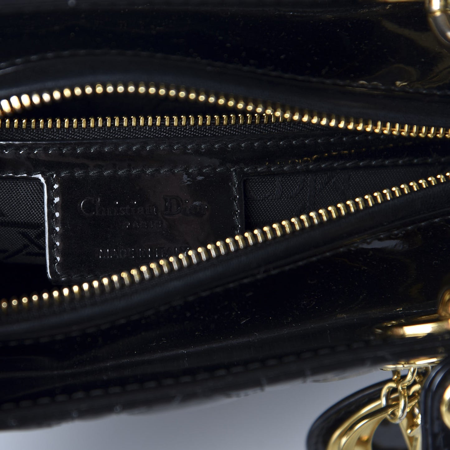 Patent Cannage Medium Lady Dior Black