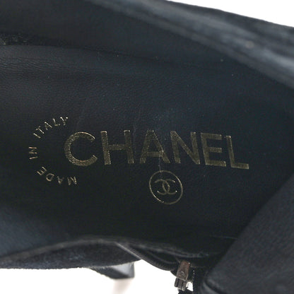 Chanel Suede Patent CC Cap Toe Platform Ankle Boots 39.5 Black 7 of 8