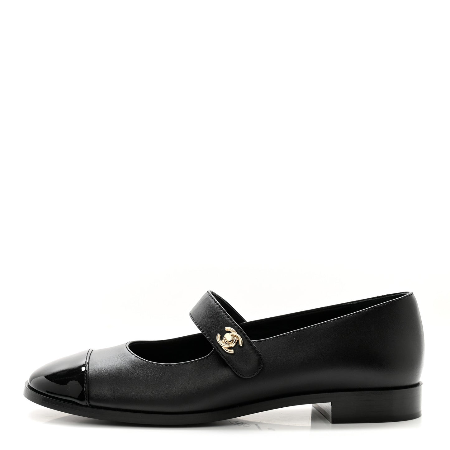 Calfskin Patent Mary Janes Flats 40 Black