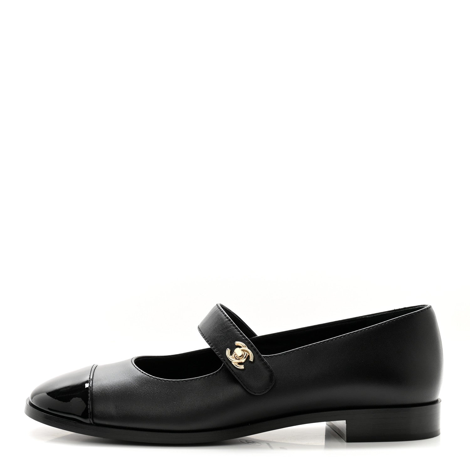 Chanel Calfskin Patent Mary Janes Flats 40 Black 1 of 9