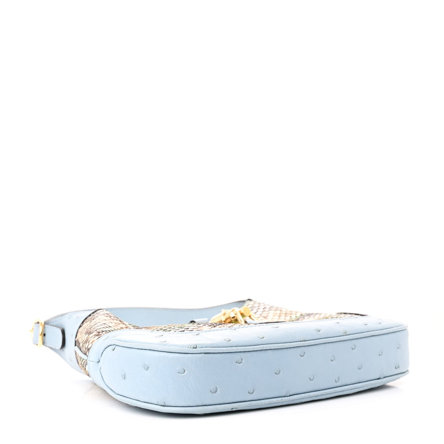 Snakeskin Ostrich Calfskin Small Jackie 1961 Hobo Blue Multicolor