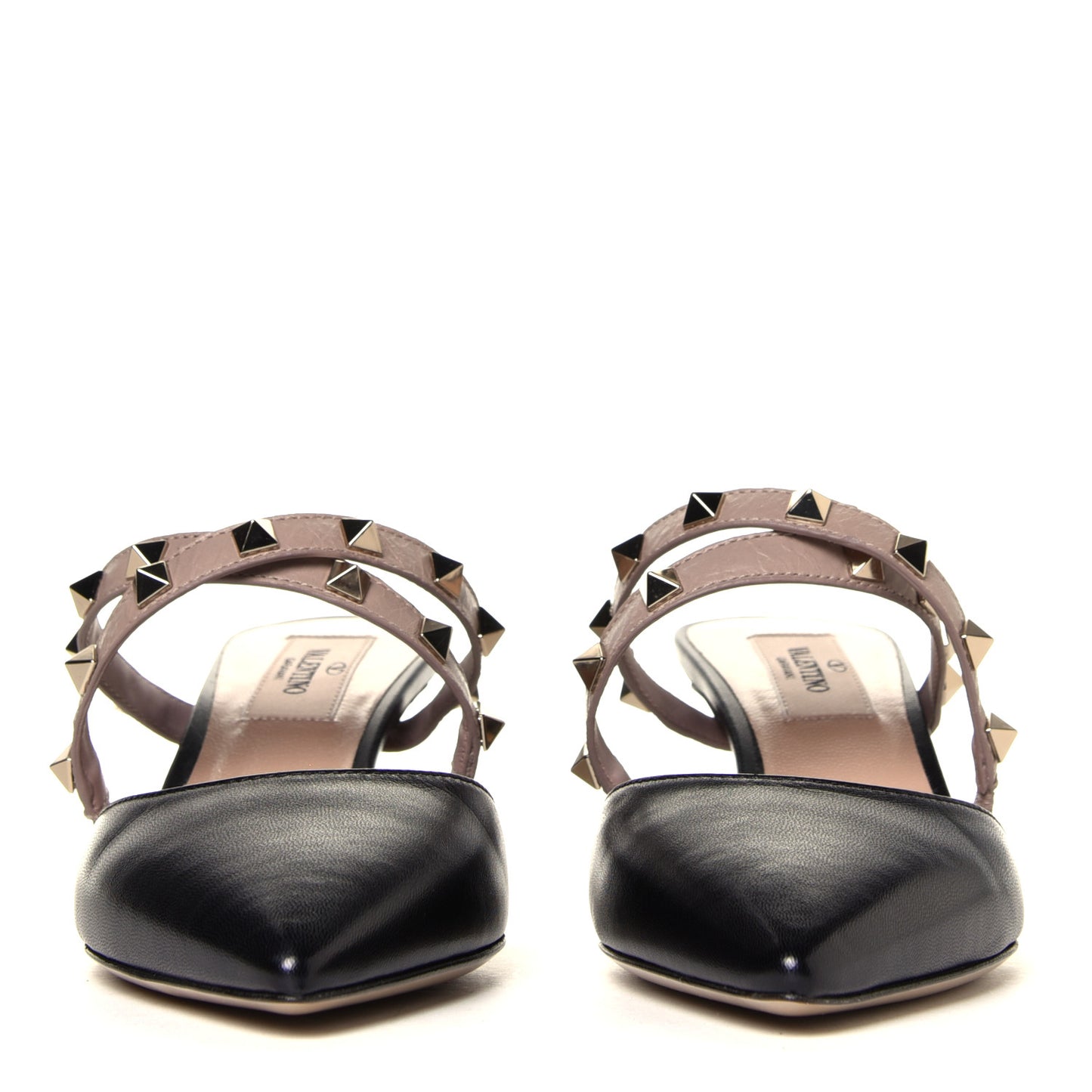 Nappa Rockstud Criss Cross 55mm Mules 35 Black Poudre