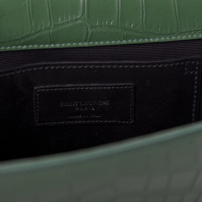 Saint Laurent Calfskin Crocodile Embossed Medium Classic Monogram Kate Tassel Satchel Green 8 of 8