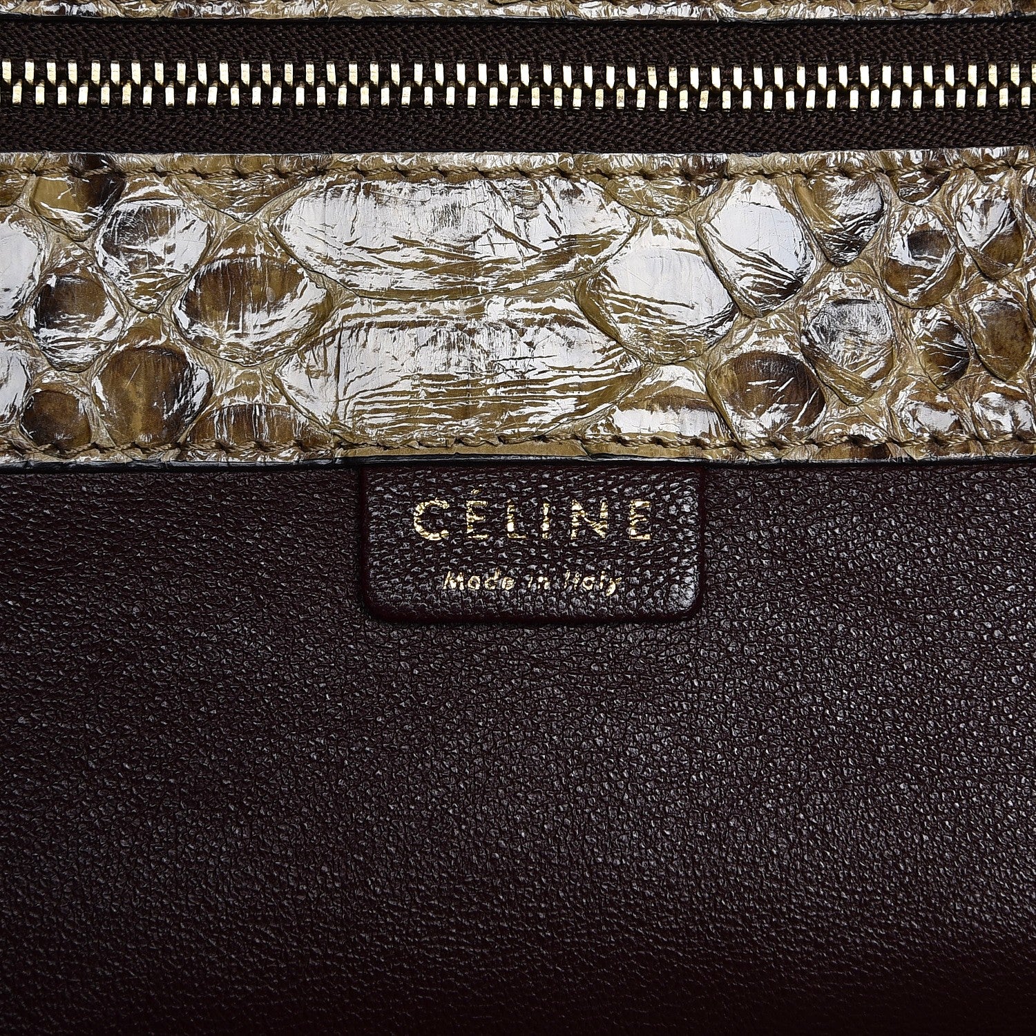 Celine Python Suede Vertical Bi-Cabas Khaki 7 of 11