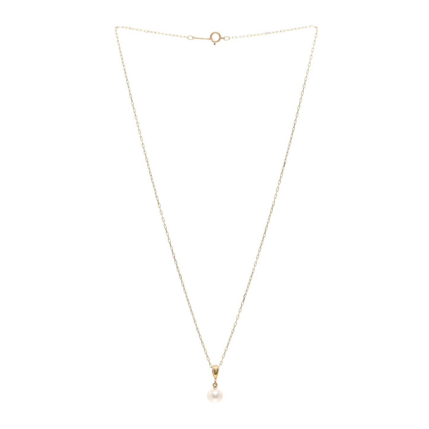 18K Yellow Gold Akoya Pearl 6.5mm Drop Pendant Necklace