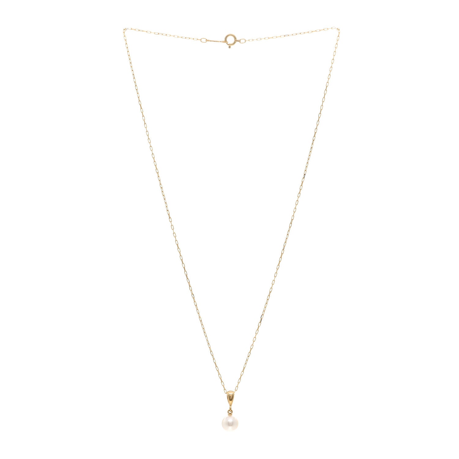 Mikimoto 18K Yellow Gold Akoya Pearl 6.5mm Drop Pendant Necklace 3 of 5