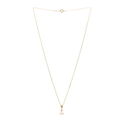Mikimoto 18K Yellow Gold Akoya Pearl 6.5mm Drop Pendant Necklace 3 of 5