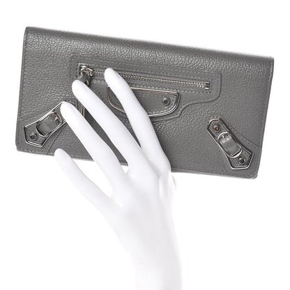 Balenciaga Chevre Silver Metallic Edge Hardware Money Wallet Gris Acier 2 of 8