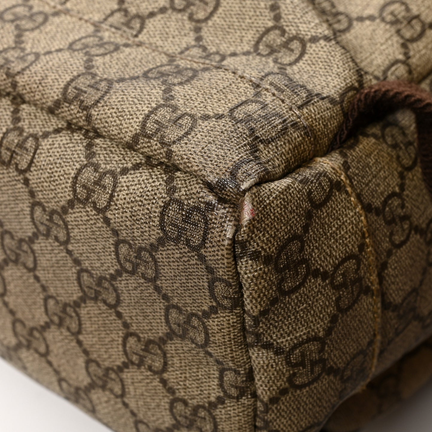 GG Supreme Monogram Medium Single Buckle Rucksack Backpack Beige Ebony Brown