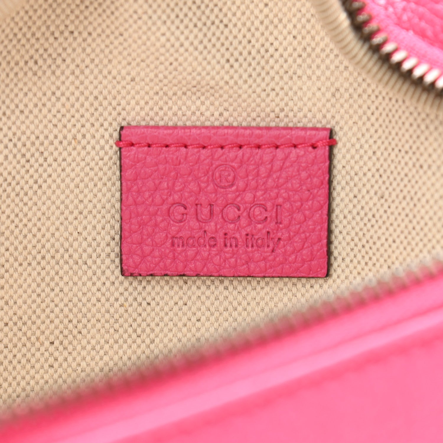 Gucci Grained Calfskin Small Logo Belt Bag Box Pink Green 5 of 9