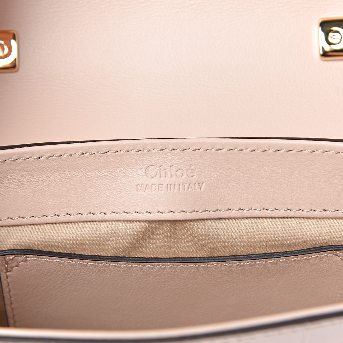 Calfskin Crocodile Embossed Mini C Double Carry Cement Pink