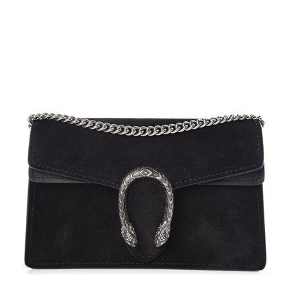 Gucci Suede Super Mini Dionysus Shoulder Bag Black 1 of 9