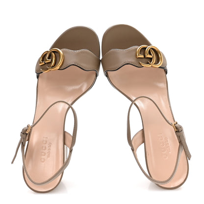 Gucci Lifford Calfskin GG Marmont Ankle Wrap 75mm Sandals 35.5 Mud 2 of 8