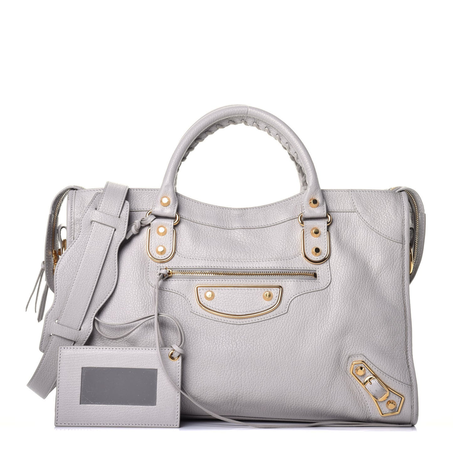 Chevre Gold Metallic Edge Hardware City Gris Clair Gris Perle