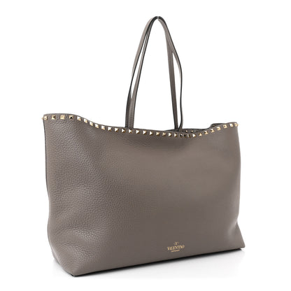 Valentino Garavani Grained Calfskin Small Rockstud Shoulder Tote Dove Gray 3 of 9