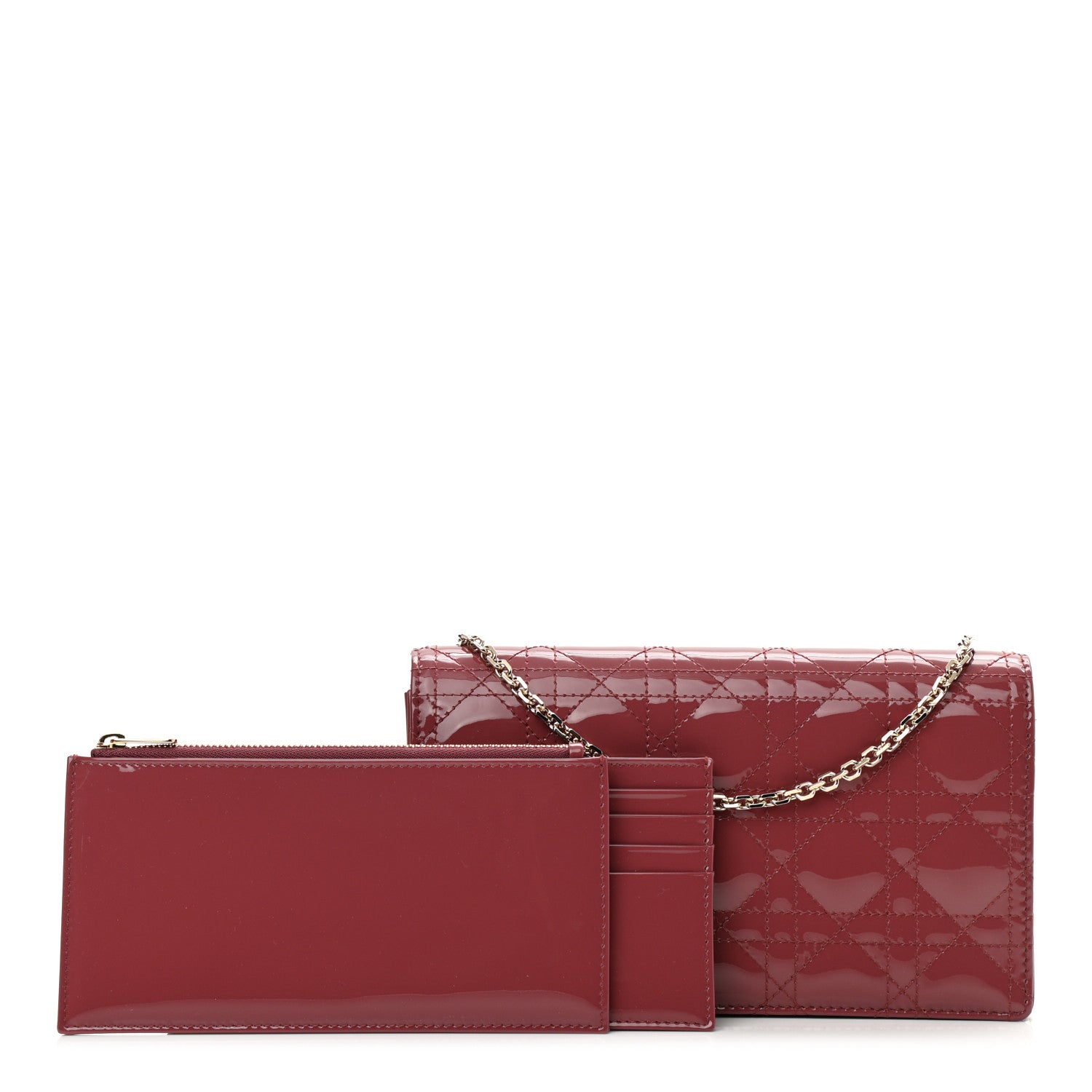 Christian Dior Patent Cannage Lady Dior Clutch Mallow Rose 1 of 10
