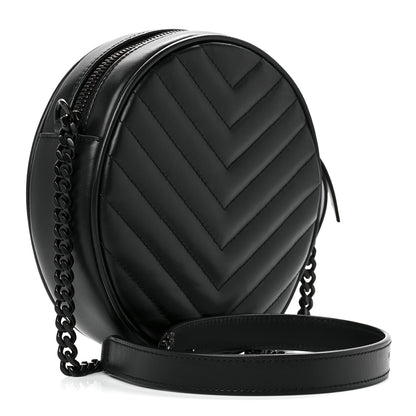 Saint Laurent Calfskin Matelasse Chevron Round Vinyle Camera Bag Black 3 of 12