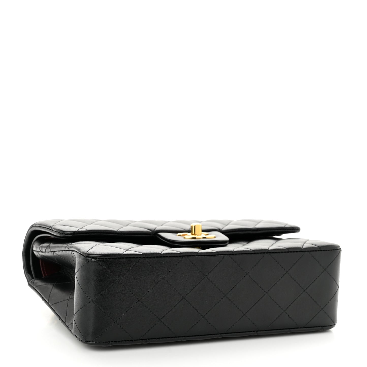 Lambskin Quilted Small Double Flap Black