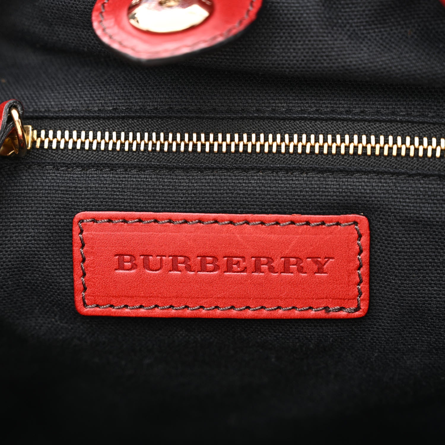 Burberry Calfskin House Check Small Dinton Tote Red 6 of 13