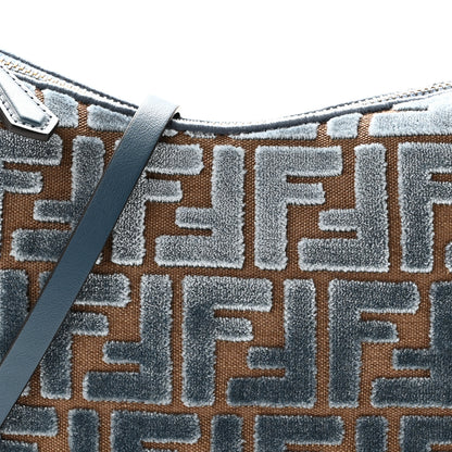 Fendi Velluto Jacquard F is Fendi Vitello Grace Mini Fendigraphy Hobo Bag Blue Brown 8 of 11