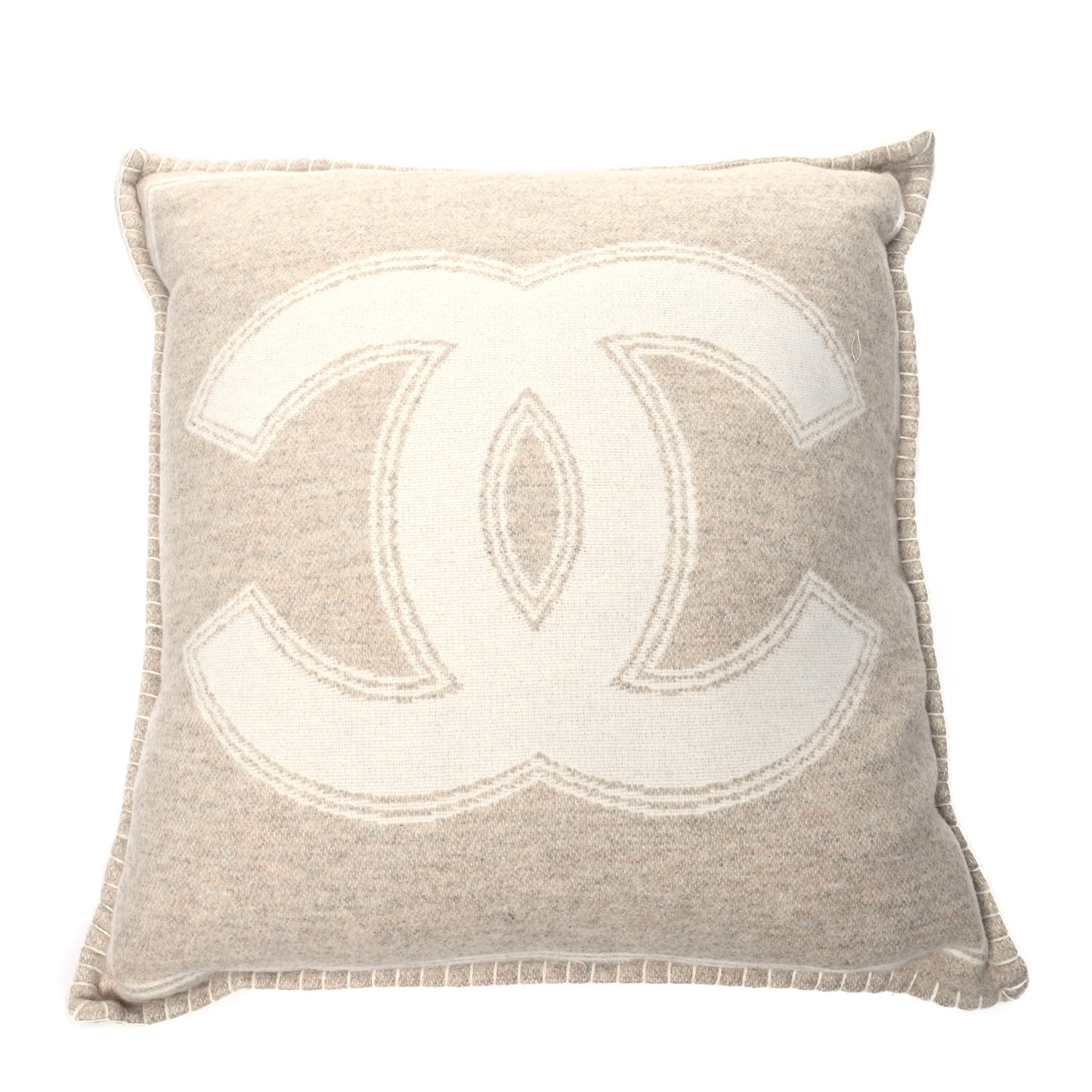 Merino Wool Cashmere CC Pillow Beige Off White