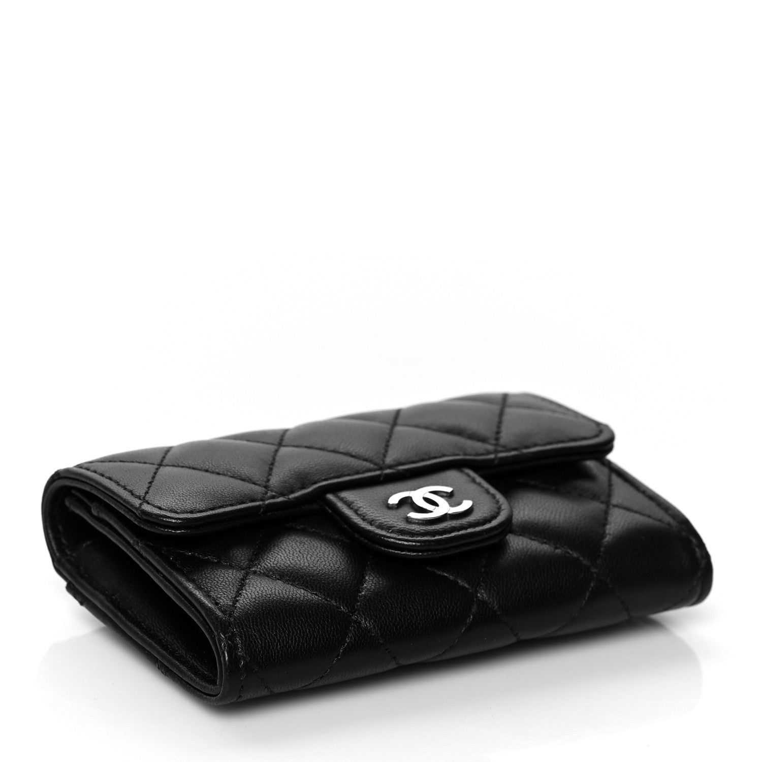 Chanel Lambskin Quilted Flap Card Holder Wallet Black 4 of 10