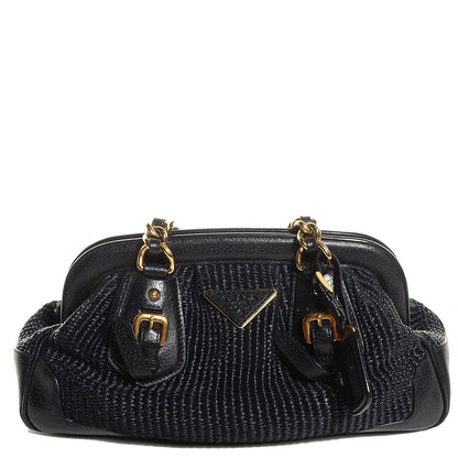Prada Paglia Cinghiale Frame Tote Black 1 of 11