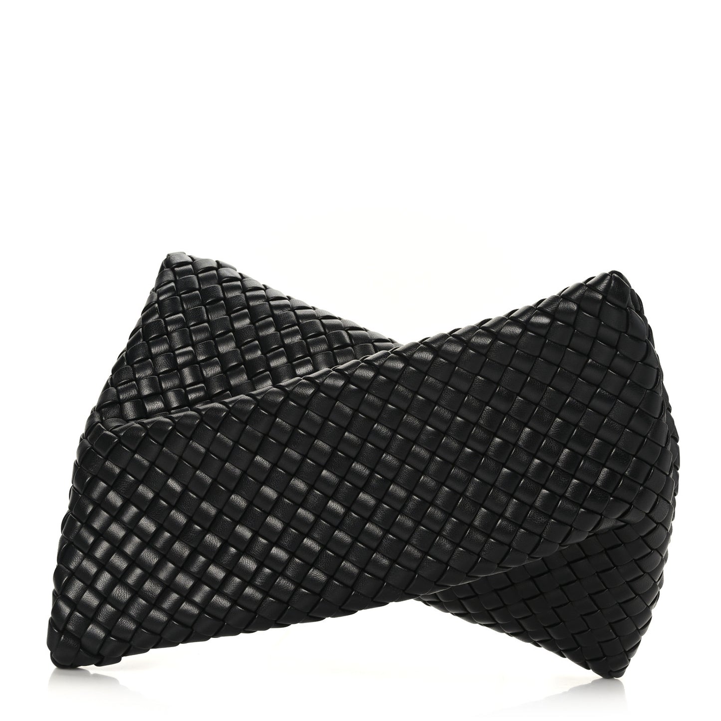 Nappa Intrecciato Crisscross Clutch Black