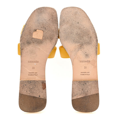 Hermes Epsom Oran Sandals 39 Jaune Sable 6 of 9