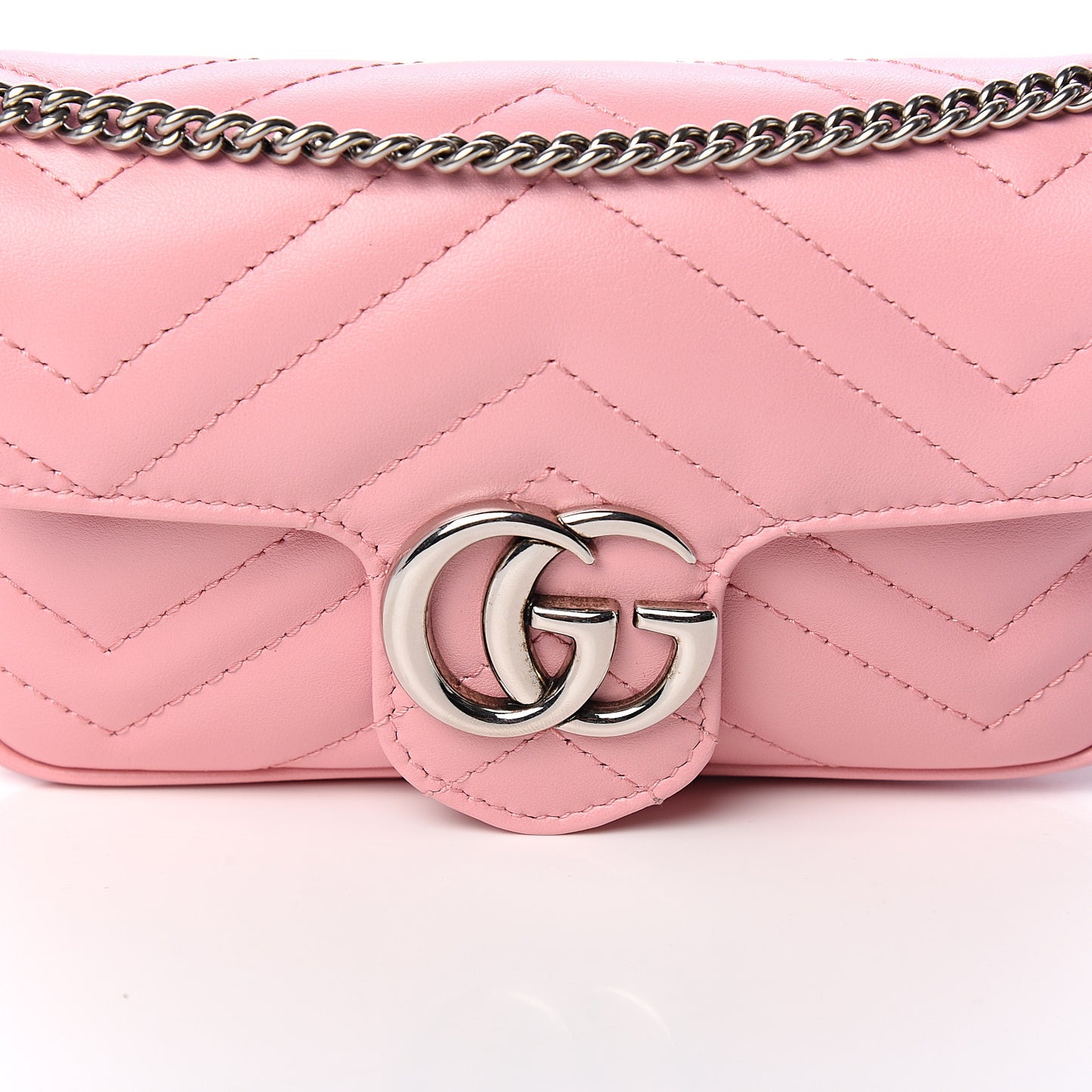 Calfskin Matelasse Super Mini GG Marmont Shoulder Bag Wild Rose