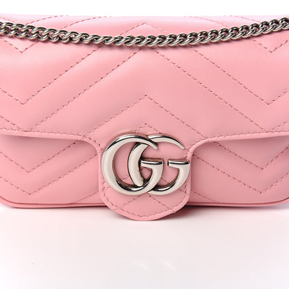 Gucci Calfskin Matelasse Super Mini GG Marmont Shoulder Bag Wild Rose 9 of 10