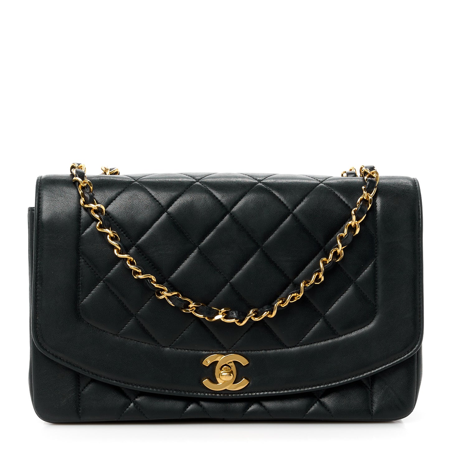 Lambskin Quilted Medium Single Flap Black