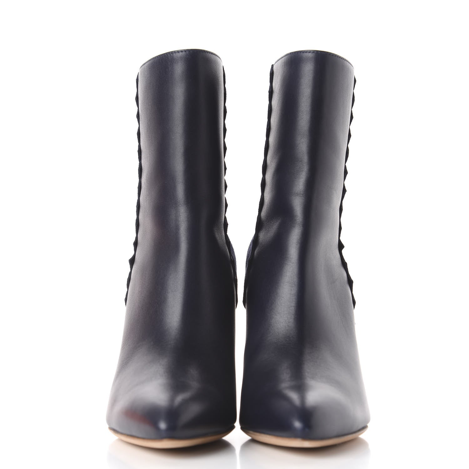 Hermes Calfskin Velvet Goatskin Womens Proof Low Boot 37.5 Bleu Marine 3 of 10